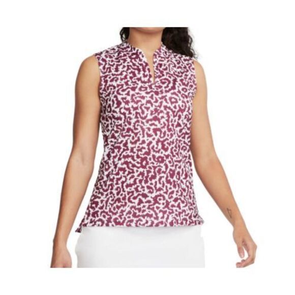 Nike BV0225-671 Woman's Sz XS Golf Dri Fit Victory Sleeveless Print Red White - Picture 1 of 9